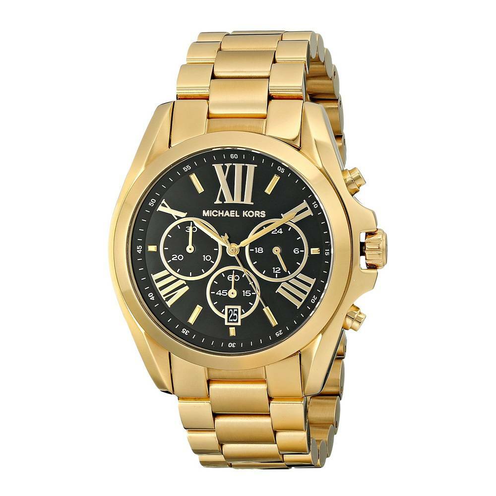 NEW MICHAEL KORS BRADSHAW MK5739 GOLD/BLACK WOMENS LADIES CHRONO