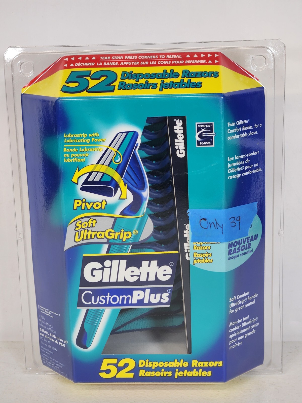 Custom Plus 3 Razor Gillette Custom Plus-Box of 39 Disposable Razors - READ | eBay