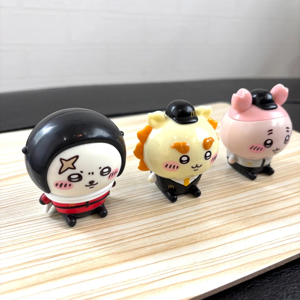 Chiikawa McDonald’s Japan Pencil Toppers 3pc Usagi Rakko Furuhonya Used - Image 2 of 4