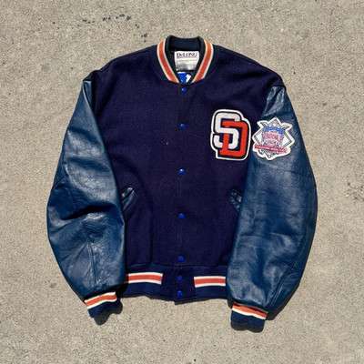 Vintage 90s DeLONG San Diego Padres Leather Wool Varsity Jacket USA MLB Size 48