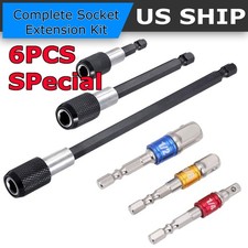 6Pc Magnetic Extension Socket Drill Bit Holder Screwdriver 1/4" Hex Shank Quick
