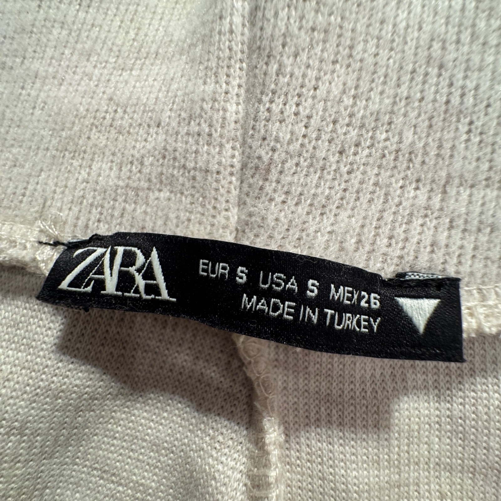 Zara Pants Womens Small Beige Stretch Flare Leg Boot Cut Pull On Knit 24x29 thumbnail 3