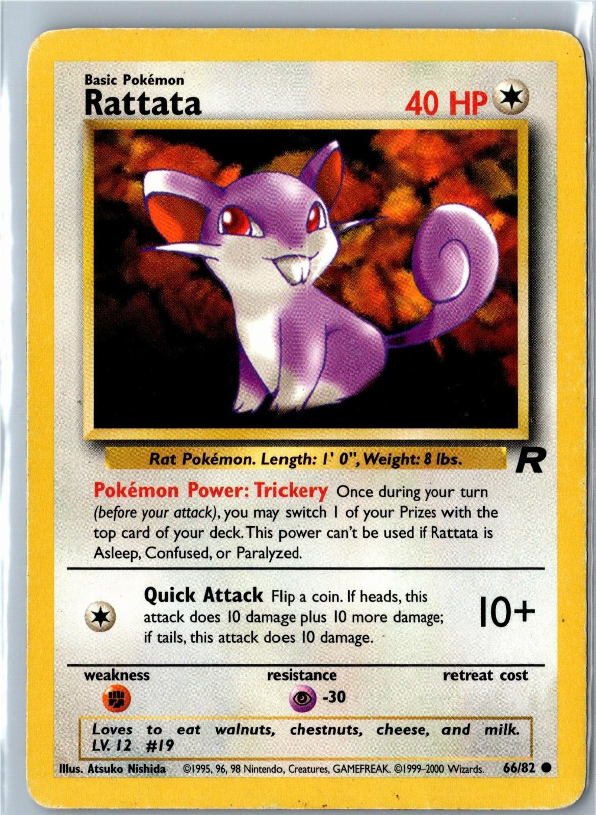 Rattata - Team Rocket - 66/82 - Common Unlimited - Heavily Played