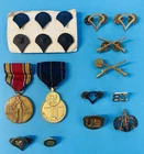 18 military , Patriotic, WW2, Veteran, DAV, Army, Retired, pins, medals AND MORE