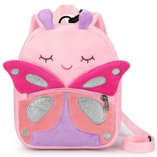 Toddler Backpacks for Girls 2-4: Cute Butterfly Plush Backpack -3D Animal Car...