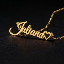 Personalized Name Custom Necklace Women Stainless Steel Heart Pendant Gift