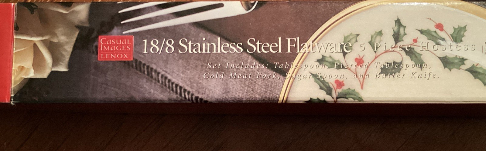 Lenox GOLDEN HOLIDAY Flatware 5 Piece Hostess Serving Set Unused 18/8 Stainless