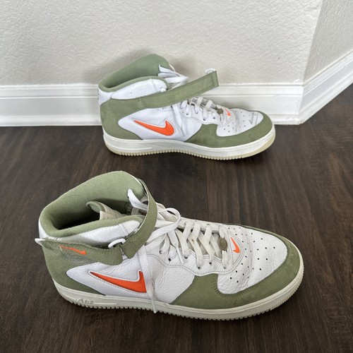 Nike Air Force 1 Mid QS Jewel Oil Green White Orange Mens Size 13 DQ3505 100 - Picture 2 of 20