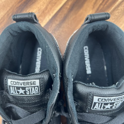 Size 4.5 Y Converse CTAS Big Kids Black Leather Mid Top Athletic Sneakers Shoes - Picture 11 of 12