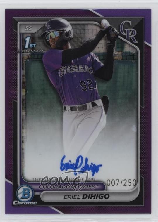 2024 Bowman Chrome Prospect Purple Refractor 7/250 Eriel Dihigo #CPA-ED Auto 0w3