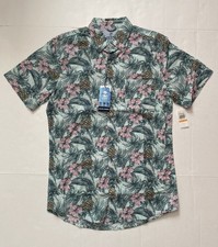 NWT IZOD Saltwater Men  s Button Up Shirt Tropical - Size Small - FREE SHIP