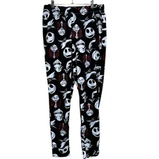 Disney Velour PJ Bottoms Medium Nightmare Before Christmas Black Red White Pants