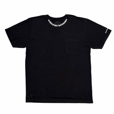 CHROME HEARTS Neck Logo RN#97729 T-Shirt Black Men's Size L | eBay