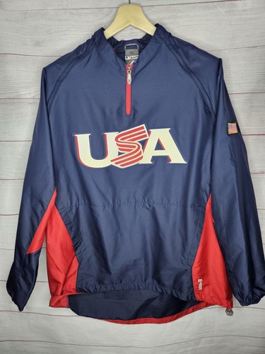 Majestic Team USA Olympic Baseball Nylon Jacket Cool Base Blue Size Large - Bild 1 von 11