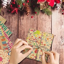 6 Sheet Birthday Wrapping Paper with 6 Wrap Rope Vintage Gift Wrap Sheet