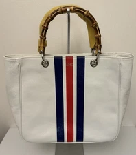 Mark and Graham Bamboo Handle Tote Made in Italy Monogram NWOT