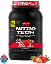 Muscletech Whey Protein Powder (Strawberry, 2.2 Pound) - Nitro-Tech Ultimate 
