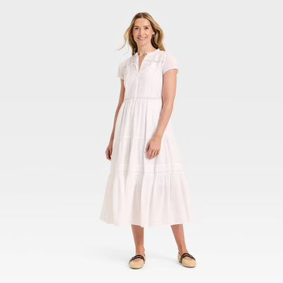 #ad Women Short Sleeve Lace Maxi Sundress Universal Thread $17.99