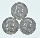 Higher Grade - 1952 1951-S 1954 Franklin Half Dollar 90% SIlver Lot *159