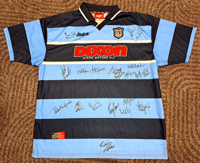 GRIMSBY TOWN FC: 1999-2000 SIGNED BY 18: AWAY FOOTBALL SHIRT SIZE ADULT 46/48 !!