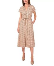 MSK Polka‑Dot Midi Dress Sesame M NWT $109