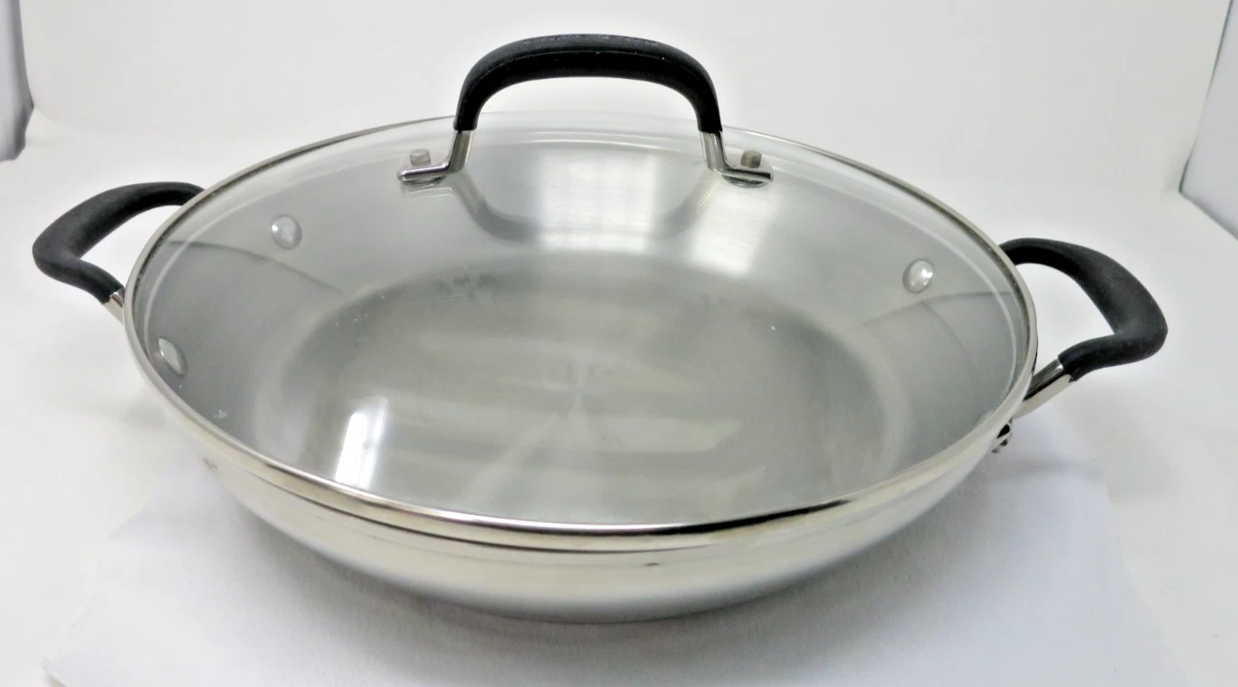 KitchenAid Wok 12" 5 Ply Clad Stainless Steel Dual Handles DW Safe Flat Bottom