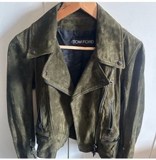 Tom Ford Green Suede Moto Jacket Asymmetrical...