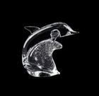 Huge Steuben Dolphin Porpoise Riding Controlled Bubble Wave  - Signed - Ex Cond