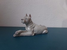 Tierfigur Hund Dogge Porzellan Heubach Thüringen Jugendstil 12 cm