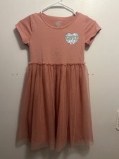 Wonder Nation Girls Coral Tutu Dress M 7-8 W/Heart And love On Front