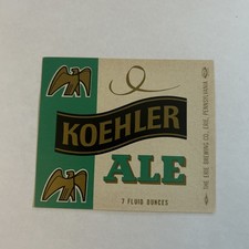 Vintage Koehler Ale Beer Paper Label Philadelphia PA Green