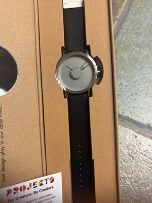 NIB Projects Watches Nadir Steel Quartz Stainless Steel Brushed Silver Leather