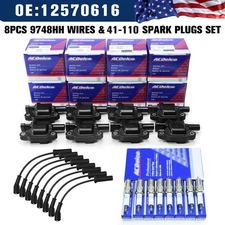 8 Sets Genuine OEM UF413 Ignition Coil & 41-110 Spark Plug + 9748UU Wire Fit GMC