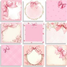 9 Pads Pink Bow Sticky Notes Set, Cute Self-Stick Notepads, Super Adhesive Me...