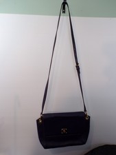 Purse Crossbody Lauren Ralph Lauren Navy/Gold Hdw Cowhide Leather 24" Drop