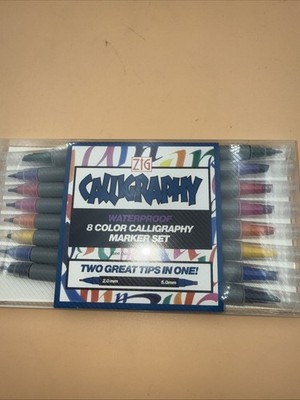 Kuretake ZIG Calligraphy Pens, 8 Colors set, 2mm. 5mm Dual Tip Markers,