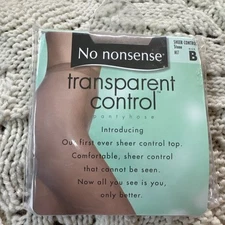 No Nonsense Pantyhose Transparent Control Top Sheer Control Size B Stone New
