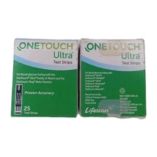 2x One Touch Ultra Diabetic Test Strips 25 Strip Boxes 50 STRIPS New Sealed 