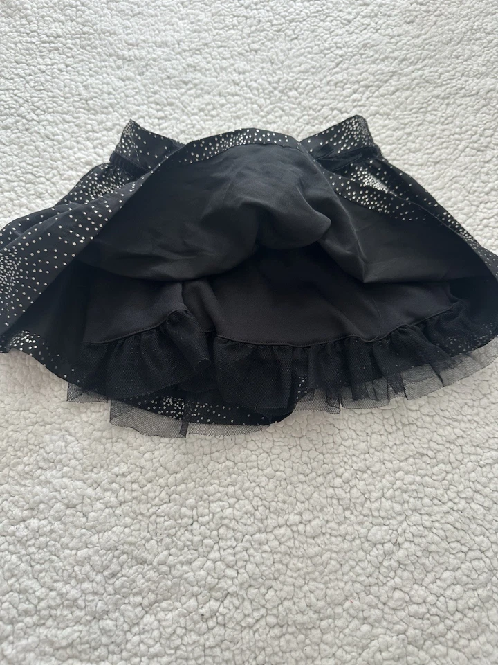 Niñas Negro Tul Nivel Falda Plateada Brillante Starburst Talla 2T Vacaciones Año Nuevo Foto 3 de 4