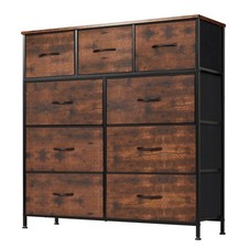 DUMOS Dresser for Bedroom, 11.8"D x 39.4"W x 39.4"H (9 Drawers), Brown