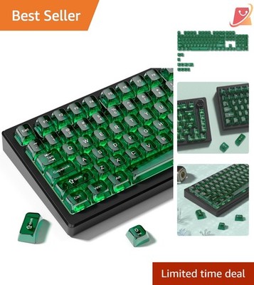 Dark Green Clear Keycap Set Translucent Crystal Jelly MDA Profile for Mechani...