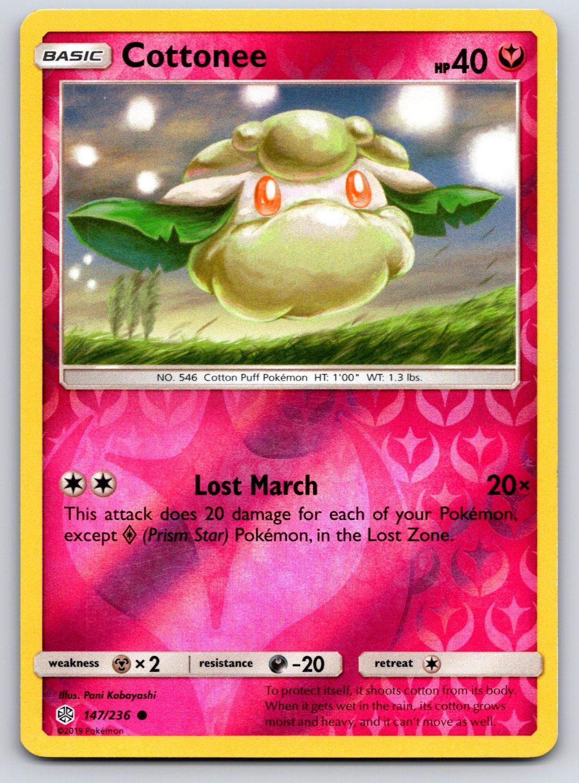 Cottonee 147/236 Common Cosmic Eclipse Pokemon Reverse Holo Lightly Played