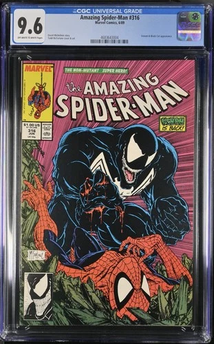 AMAZING SPIDER-MAN #316 CGC 9.6 OW/WH PAGES // VENOM + BLACK CAT APP 1989