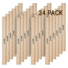 Rulers 24 Pack - Rulers 12 Inch, Wood Ruler with Metal Edge Greta for School, Cl