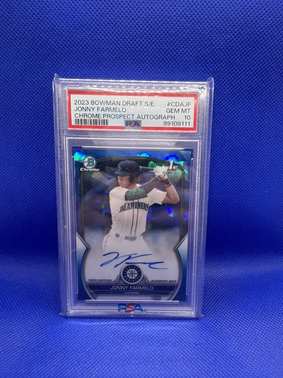 2023 Bowman Draft Sapphire Jonny Farmelo 1st Bowman Auto /199 PSA 10