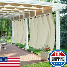 Ryb Home Extra Wide Outdoor Curtains Windproof Blackout Waterproof Privacy