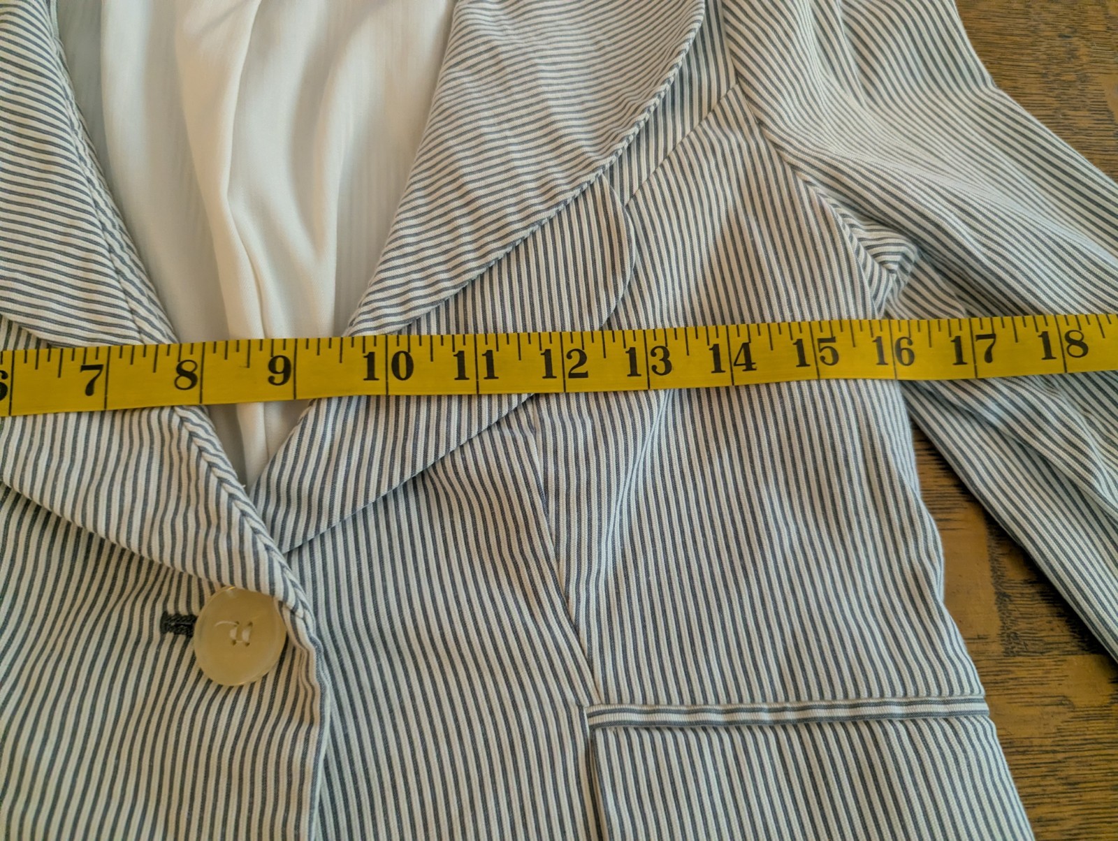 Pinstriped Single Button Blazer With Double Lapel… - image 4