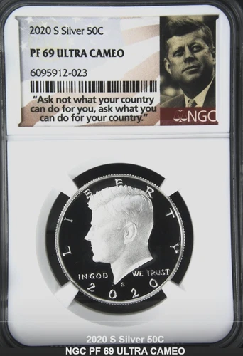 2020 S Silver Kennedy $ .50 Proof NGC Near Perfect PF69 Lot 5463