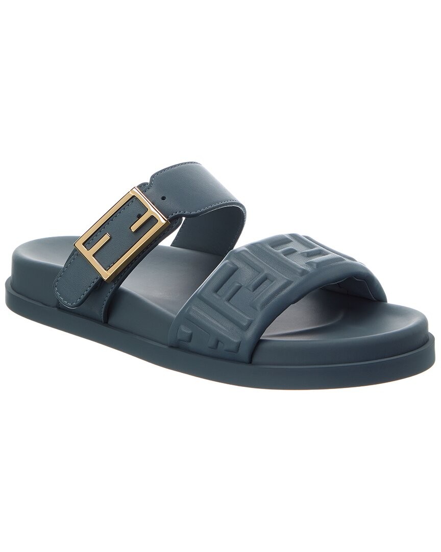 Fendi Feel Ff Leather Sandal Womens Blue 36 146390₽