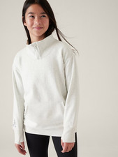 Athleta Girl RetroActive Half Zip Sweatshirt Fog Grey Heather Size 12 L